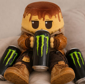 Plushfied PudimNews chugging monster